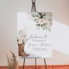 Western Boho Sage Green Wedding Welcome Sign Template | Printable Cowgirl Boot White Dried Rose Pampas Grass Board | Editable White Vertical Entrance Display Western Boho Sage Green Wedding Welcome Sign Template | Printable Cowgirl Boot White Dried Rose Pampas Grass Board | Editable White Vertical Entrance Display