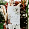 Western Boho Sage Green Wedding Welcome Sign Template | Printable Cowgirl Boot White Dried Rose Pampas Grass Board | Editable White Vertical Entrance Display Western Boho Sage Green Wedding Welcome Sign Template | Printable Cowgirl Boot White Dried Rose Pampas Grass Board | Editable White Vertical Entrance Display