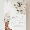 Western Boho Sage Green Wedding Welcome Sign Template | Printable Cowgirl Boot White Dried Rose Pampas Grass Board | Editable White Vertical Entrance Display Western Boho Sage Green Wedding Welcome Sign Template | Printable Cowgirl Boot White Dried Rose Pampas Grass Board | Editable White Vertical Entrance Display