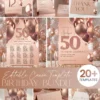 Rose Gold Birthday Invitation Bundle | Editable Any Age Birthday Party Template Canva | 50th 60th 30th 40th Birthday Decorations Signs Menus Rose Gold Birthday Invitation Bundle, Editable Any Age Birthday Party Template Canva, 50th 60th 30th 40th Birthday Decorations, Signs Menus