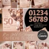 Rose Gold Birthday Invitation Bundle, Editable Any Age Birthday Party Template Canva, 50th 60th 30th 40th Birthday Decorations, Signs Menus