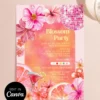 Vibrant Tropical Blossom Birthday Party Invitation | Pink Disco Ball Summer Invite Canva Editable Template Vibrant Tropical Blossom Birthday Party Invitation, Pink Disco Ball Summer Invite, Hibiscus Floral Birthday Invitation Template, Citrus Orange Cocktail Party Invite, Canva Editable Design, Digital Download