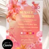 Sunset Soiree Tropical Birthday Invitation | Coral Pink Beach Cocktail Party Canva Template Sunset Soiree Tropical Birthday Invitation | Coral Pink Beach Cocktail Party Canva Template