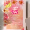 Bright Pink Tropical Summer Birthday Invitation | Lemon Slice & Hibiscus Floral Card Bright Pink Tropical Summer Birthday Invitation | Lemon Slice & Hibiscus Floral Card