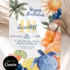 Tropical Ocean Theme Birthday Party Invitation Canva Template | Sea Turtle Coconut Palm Tree Tropical Ocean Theme Birthday Party Invitation Canva Template | Sea Turtle Coconut Palm Tree