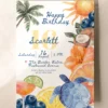 Tropical Ocean Theme Birthday Party Invitation Canva Template | Sea Turtle Coconut Palm Tree Tropical Ocean Theme Birthday Party Invitation Canva Template | Sea Turtle Coconut Palm Tree