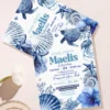 Blue Coastal Sea Turtle Pool Party Invitation Canva Template | Ocean Shell Coral Invite Card Blue Coastal Sea Turtle Pool Party Invitation Canva Template | Ocean Shell Coral Invite Card