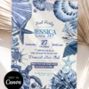 Indigo Sea Turtle Pool Party Invitation Template Canva Printable Card | Under The Sea Coral Shell Birthday Invite Indigo Sea Turtle Pool Party Invitation, Coastal Shell Starfish Jellyfish Card, Oceanic Birthday Party Theme, Customizable Canva Template, Instant Download