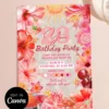 Sun-Kissed Coral Pink Tropical Birthday Invitation | Cherry Cocktail Hibiscus Canva Template Sun-Kissed Coral Pink Tropical Birthday Invitation | Cherry Cocktail Hibiscus Canva Template