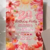 Sun-Kissed Coral Pink Tropical Birthday Invitation | Cherry Cocktail Hibiscus Canva Template Sun-Kissed Coral Pink Tropical Birthday Invitation, Radiant Sun & Cherry Cocktail Invite, Crimson Hibiscus Crab Theme, Canva Self Edit, Digital Download