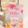Tropical Birthday Party Invitation Card Canva Template | Water Ripple Pink Tropical House Party | Margarita Floral Disco Ball Water Ripple Pink Tropical House Party Invitation, Glittering Disco Ball & Margarita Cocktail Invite, Hibiscus Plumeria Floral Theme, Canva Editable Format, Digital Download