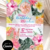 Sparkling Rose Gold Disco Tropical BBQ Birthday Invitation | Pineapple Frangipani Canva Template Sparkling Rose Gold Disco Tropical BBQ Birthday Invitation | Pineapple Frangipani Canva Template