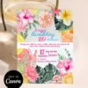 Sparkling Rose Gold Disco Tropical BBQ Birthday Invitation | Pineapple Frangipani Canva Template Sparkling Rose Gold Disco Tropical BBQ Birthday Invitation | Pineapple Frangipani Canva Template