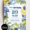 Coastal Ocean Sea Turtle Birthday Party Invitation | Blue Starfish Lemon Citrus Canva Template Coastal Ocean Sea Turtle Birthday Party Invitation | Blue Starfish Lemon Citrus Canva Template