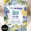 Coastal Ocean Sea Turtle Birthday Party Invitation | Blue Starfish Lemon Citrus Canva Template Coastal Ocean Sea Turtle Birthday Party Invitation | Blue Starfish Lemon Citrus Canva Template