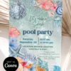 Glitter Water Pool Birthday Party Invitation | Silver Mirror Disco Ball Jellyfish Canva Template Printable Glitter Water Pool Birthday Party Invitation | Silver Mirror Disco Ball Jellyfish Canva Template Printable