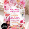 The Summer I Turned Pretty Pink Birthday Invitation Canva Template | Tropical Floral Cake Disco Ball Invite Card The Summer I Turned Pretty Pink Birthday Invitation Canva Template | Tropical Floral Cake Disco Ball Invite Card