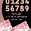 The Summer I Turned Pretty Pink Birthday Invitation Canva Template | Tropical Floral Cake Disco Ball Invite Card Floral Birthday Cake Card, Rose Gold Disco Ball Cocktail Theme, Self Edit Canva Layout, Digital File