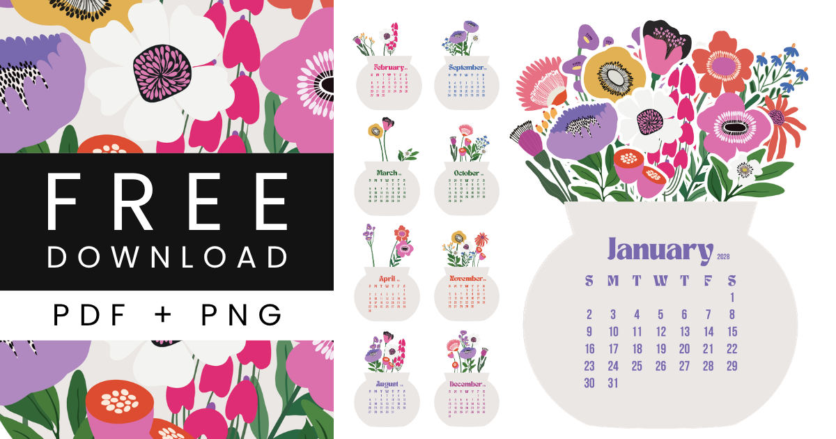 Free Printable Abstract Flowers Calendar 2027 2028 Blank Monthly Planner Template Free Printable Abstract Flowers Calendar 2027 2028 Blank Monthly Planner Template